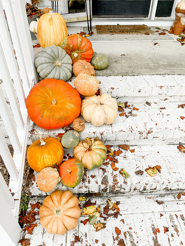 Festive Fall Farmhouse Front Porch - With Homegrown Pumpkins