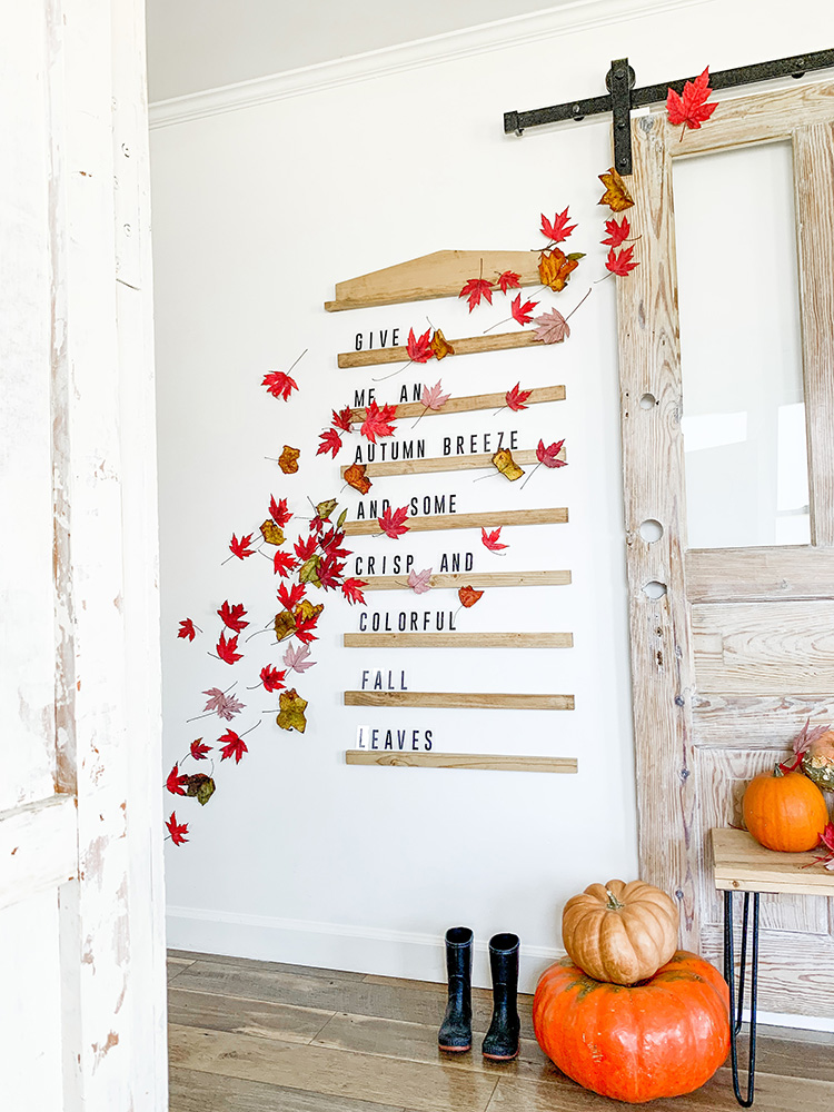 DIY Fall Art Display - Floating Leaves And Letter Board Wall Tutorial