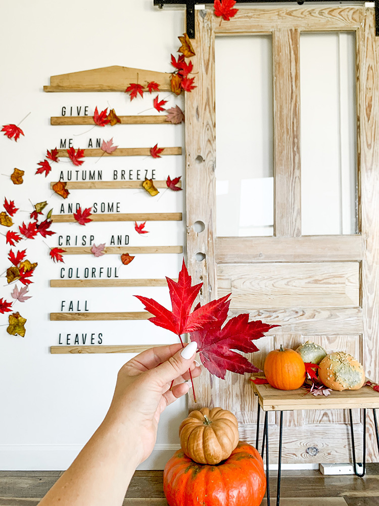 DIY Fall Art Display - Floating Leaves And Letter Board Wall Tutorial