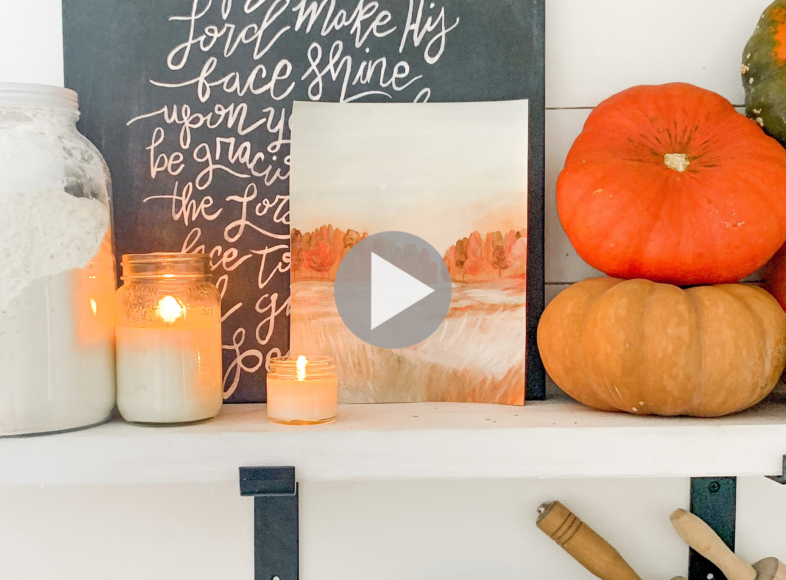 Fall Open Floating Shelf Styling, Plus An Art Process Video