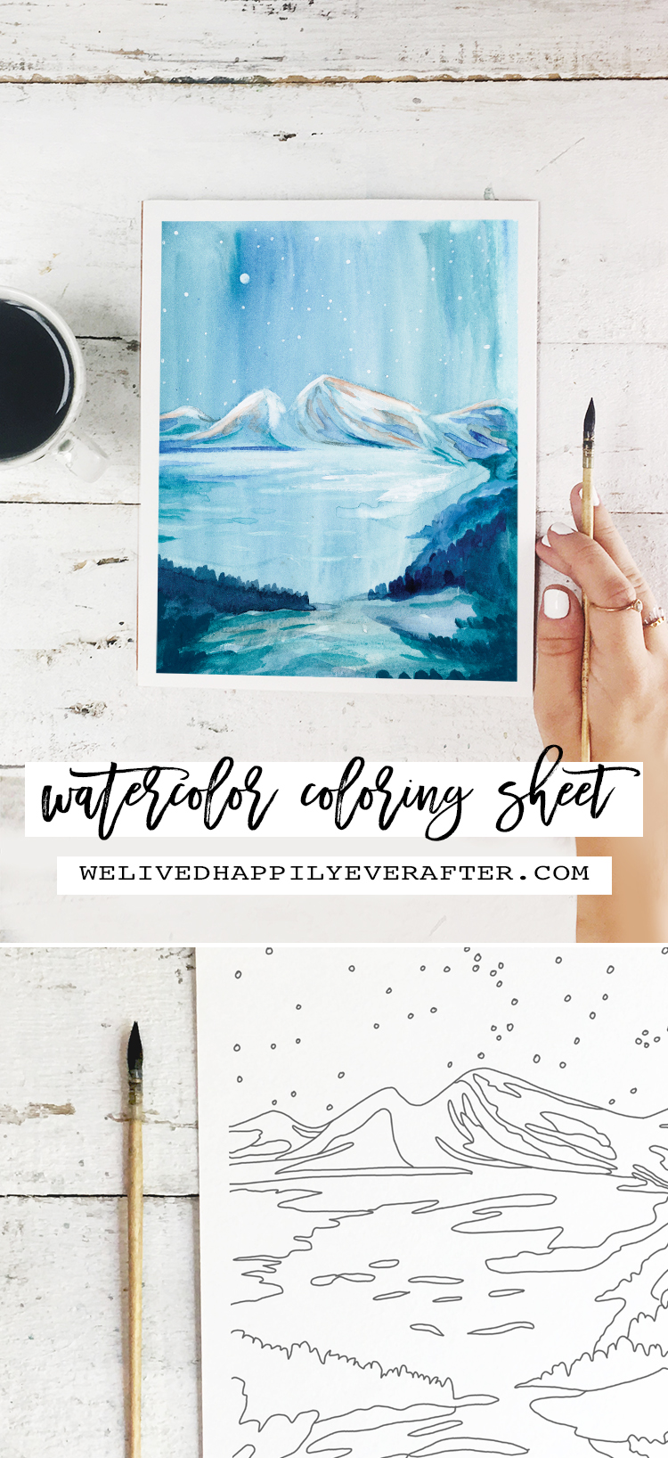 Frozen Mountain Forest Watercolor Painting - Perfect For A DIY Girls Painting Party Night!