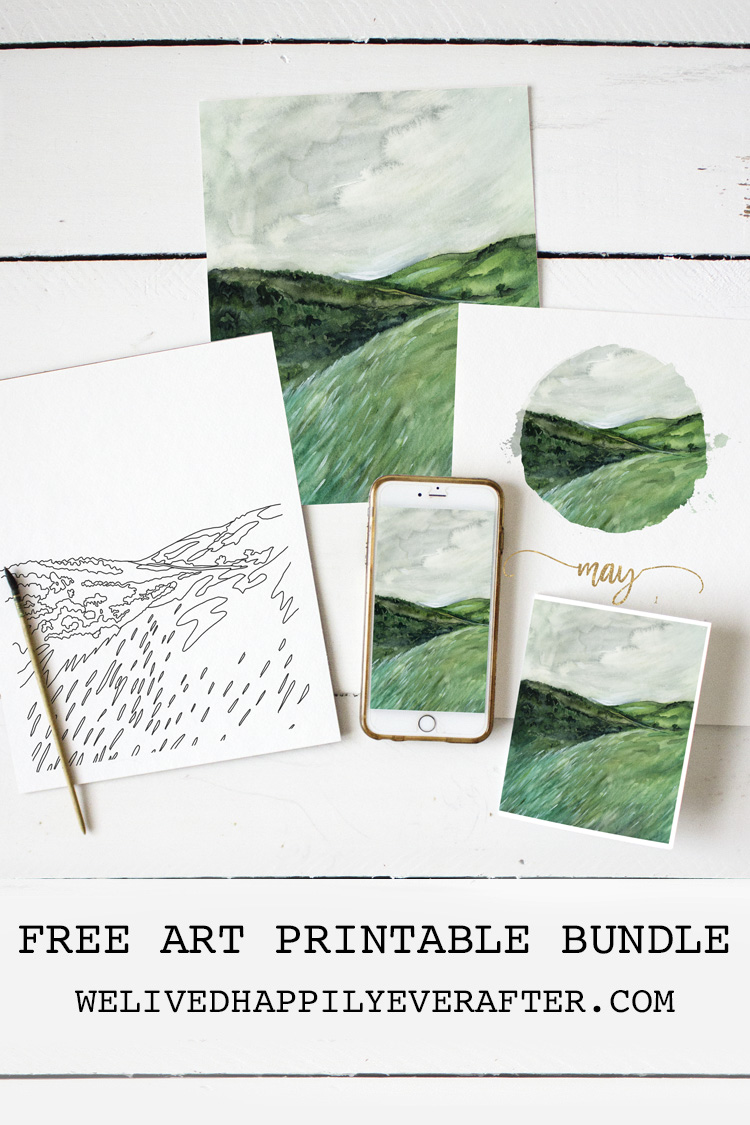 Free Watercolor Printables - Screensavers and Coloring Sheet