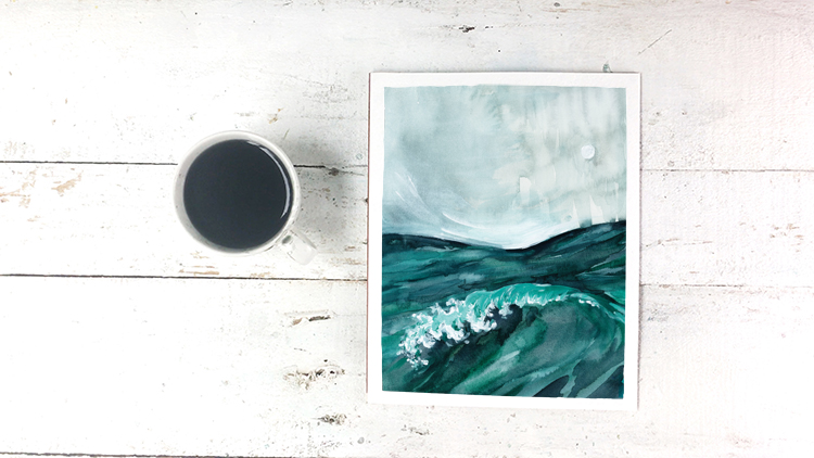Summer Beach Ocean Waves Watercolor Painting - Free Printable Art Print