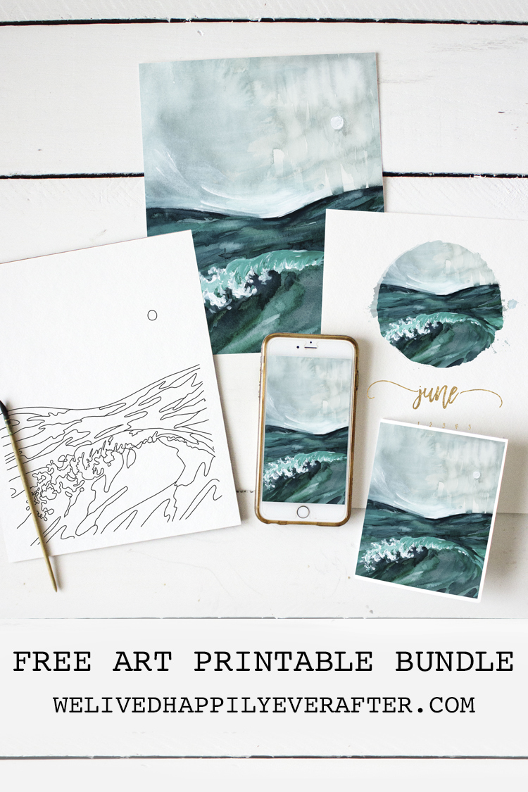 Summer Beach Ocean Waves Watercolor Painting - iPhone, iPad, iMac, Desktop & Laptop Background Screensavers