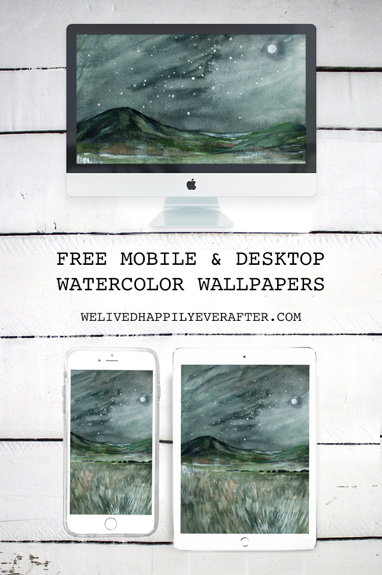 Prairie Grass Star Gazing Watercolor Painting - iPhone, iPad, iMac, Desktop & Laptop Background Screensavers