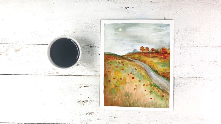 Fall Pumpkin Patch Watercolor Painting - Free Printable Art Print