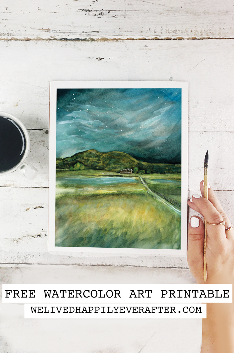 Transition to Fall In The Mountains Watercolor Painting - Free Printable Calendar Watercolor Painting - Free Printable Art Print