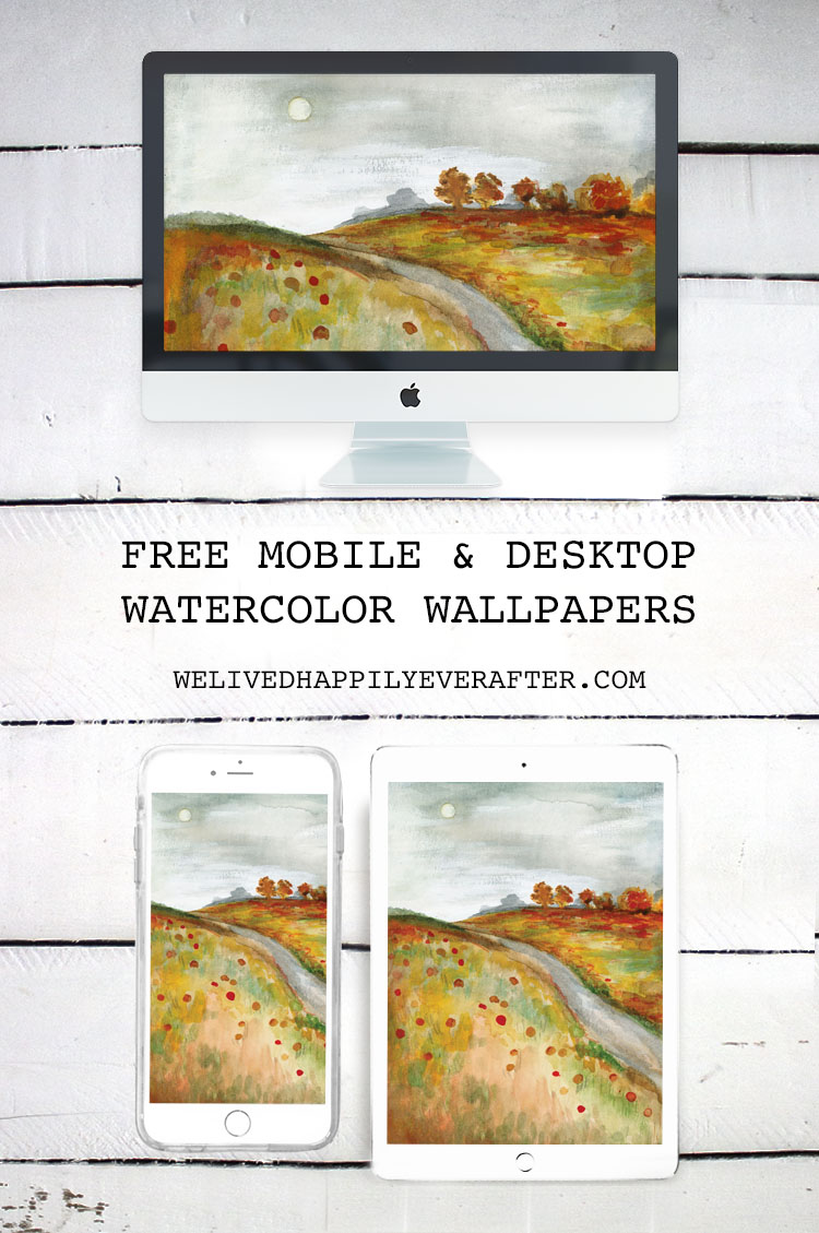 Fall Pumpkin Patch Watercolor Painting - iPhone, iPad, iMac, Desktop & Laptop Background Screensavers