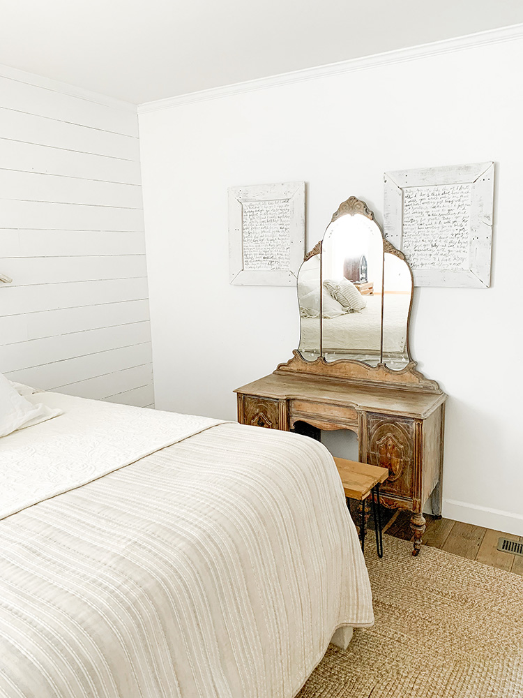Minimalist Farmhouse Bedroom With Vintage Touches