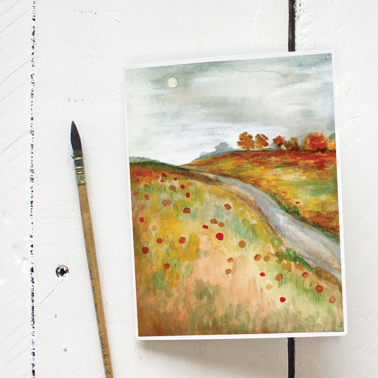 Fall Pumpkin Patch Watercolor Painting - Greeting Card Printable