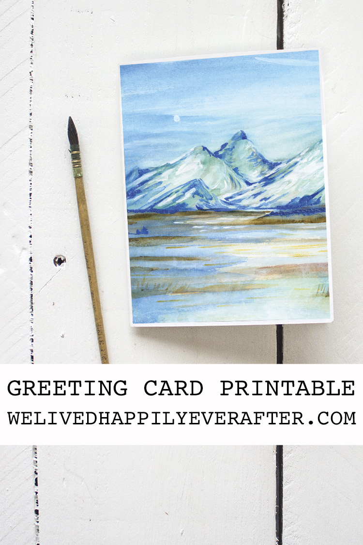 Winter Dawn Watercolor Painting - Greeting Card Printable