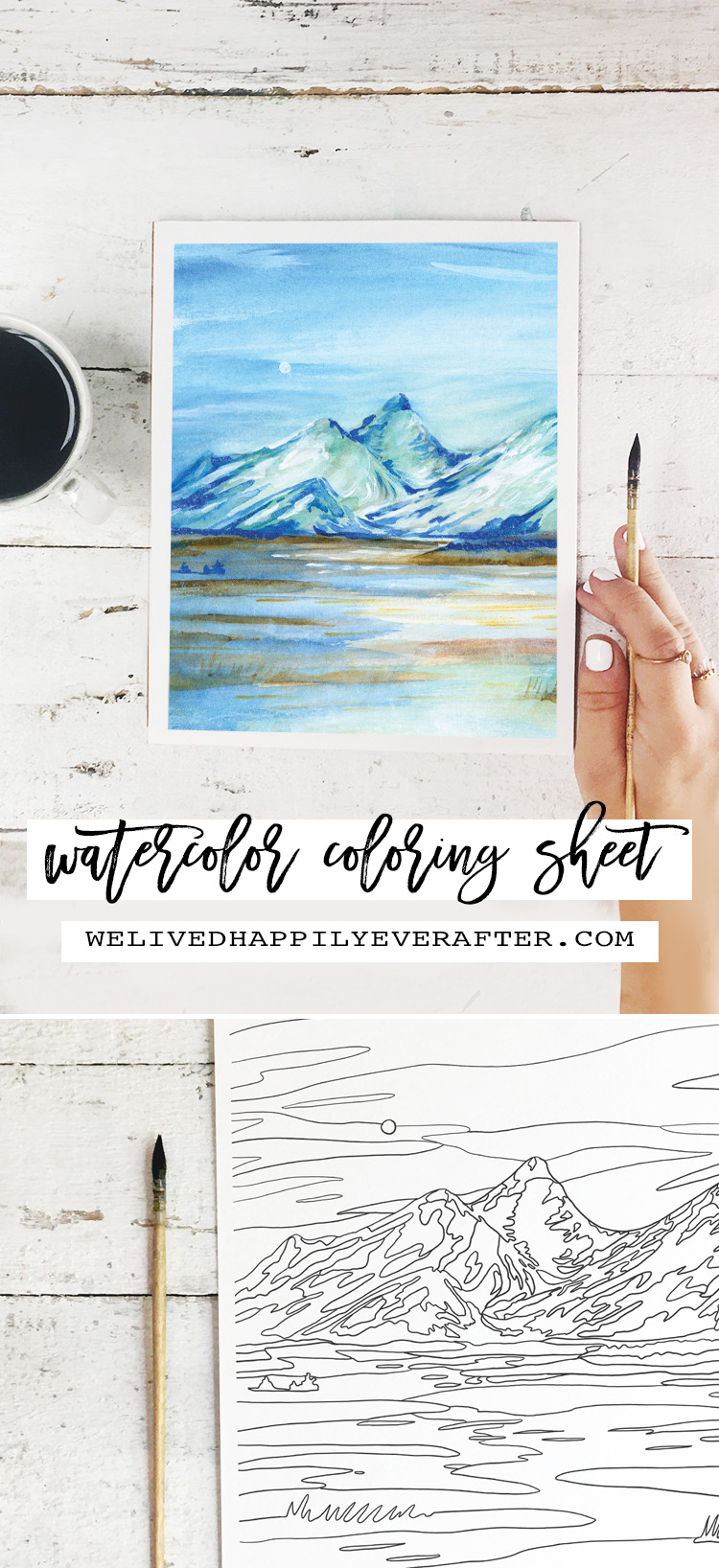 Blue Winter Watercolor Coloring Sheet - Perfect For A DIY Girls Painting Party Night!