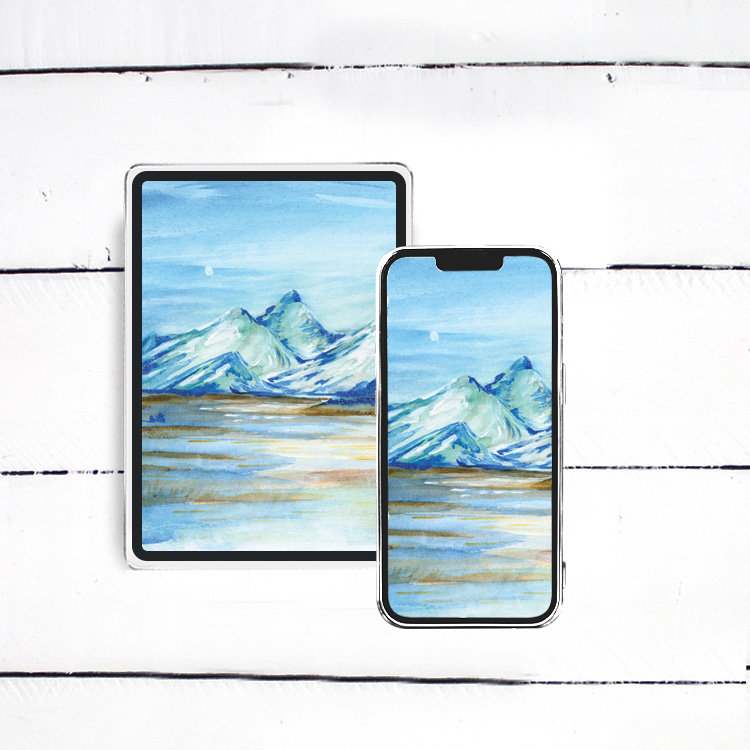 Winter Dawn Watercolor Painting - iPhone, iPad, iMac, Desktop & Laptop Background Screensavers
