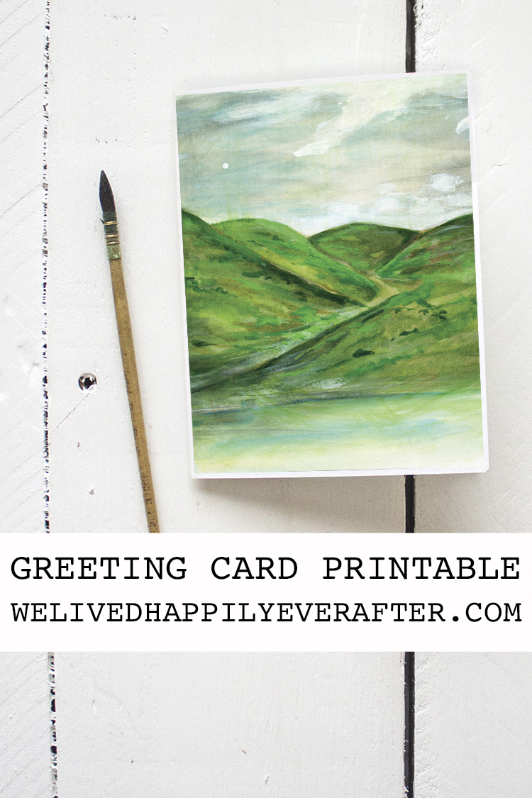 Dreaming Of Spring And Rolling Hills Watercolor Painting - Greeting Card Printable
