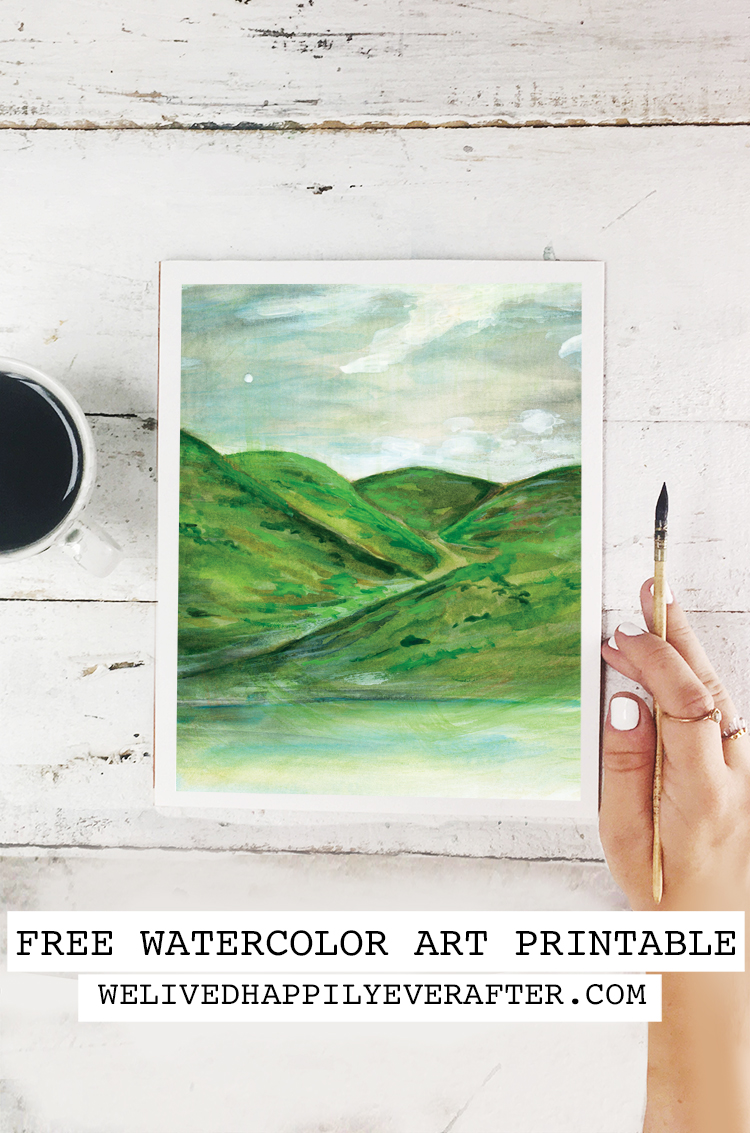 Dreaming Of Spring And Rolling Hills Watercolor Painting - Free Printable Art Print