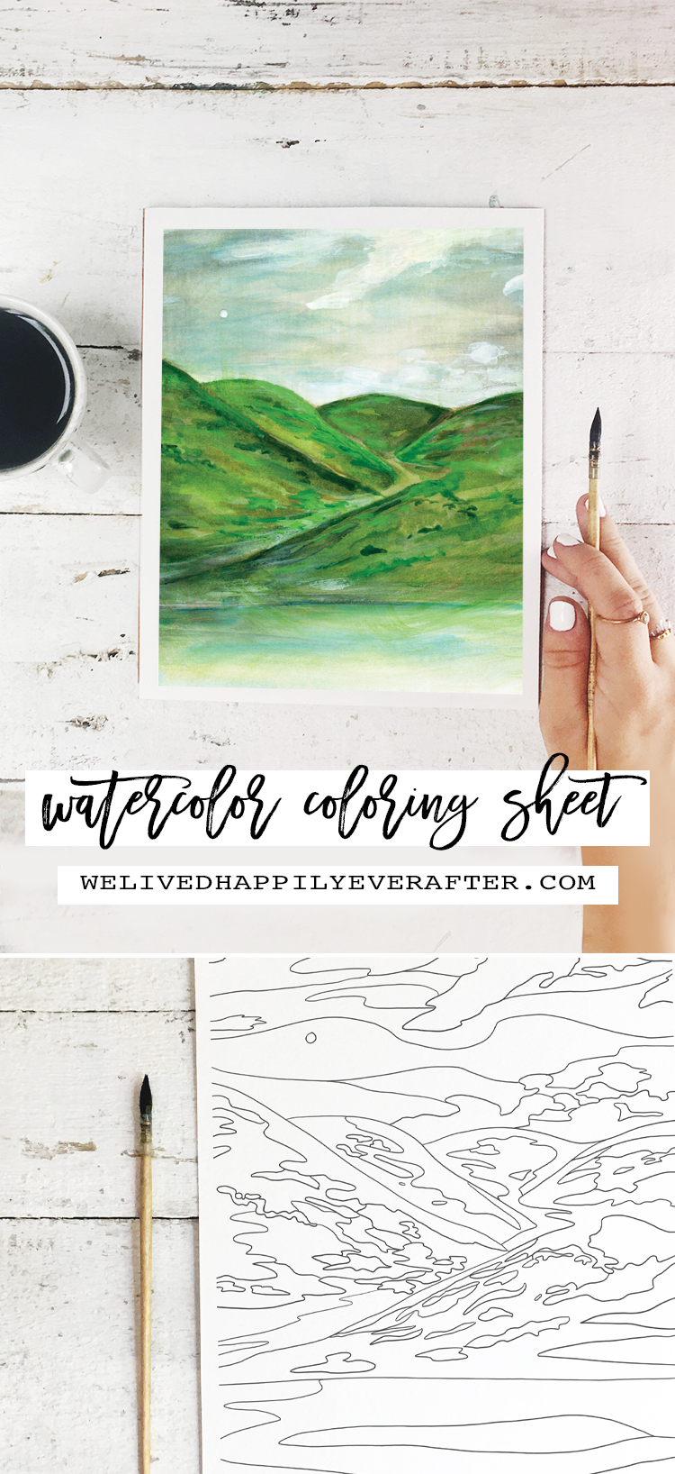 Dreaming Of Spring And Rolling Hills Watercolor Painting - Perfect For A DIY Girls Painting Party Night!