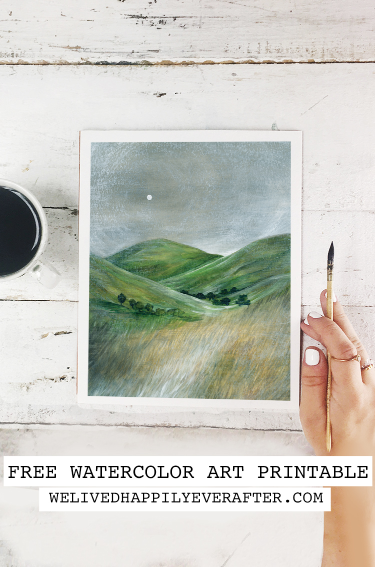 Green Pastures Watercolor Painting - Free Printable Art Print