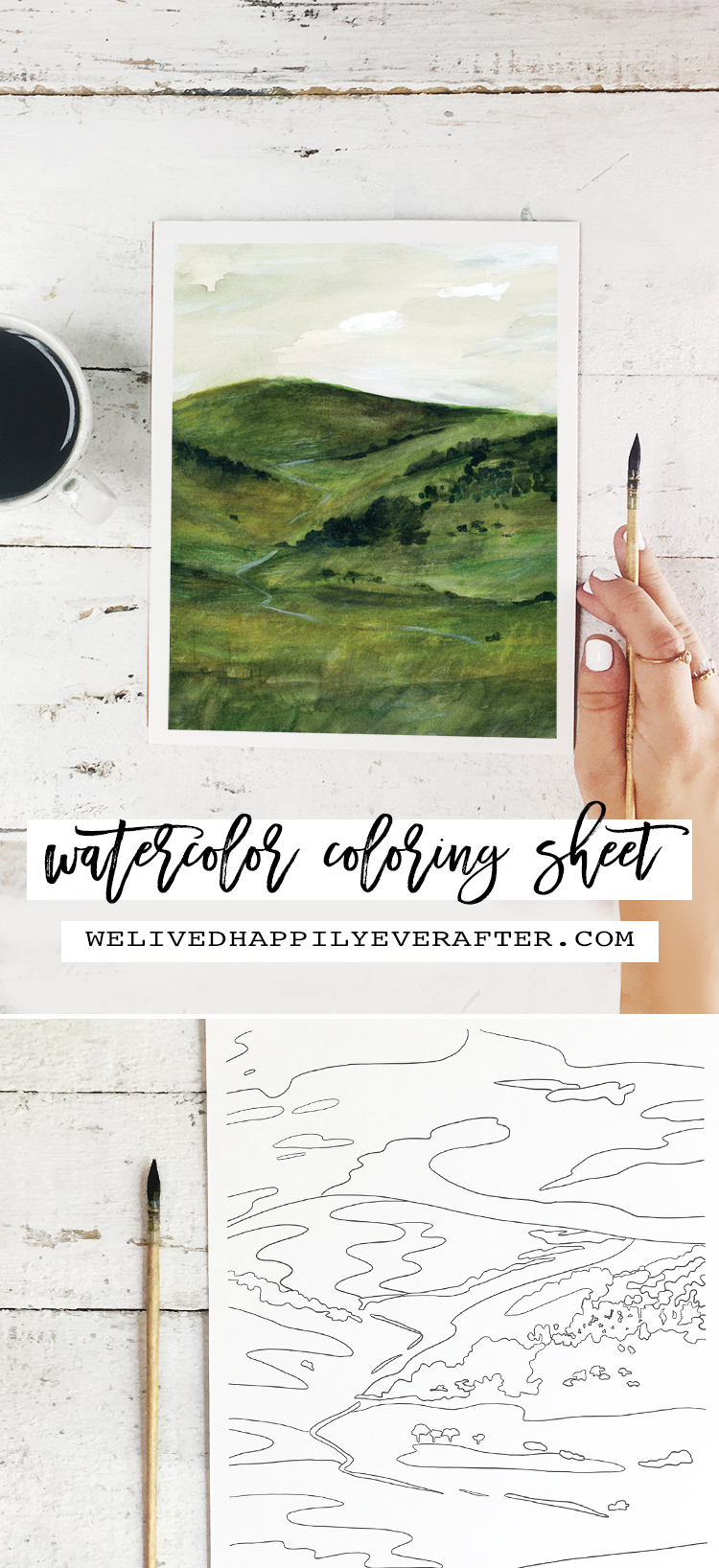 Rolling Hilly Pastures of Summer Watercolor Painting - Perfect For A DIY Girls Painting Party Night!
