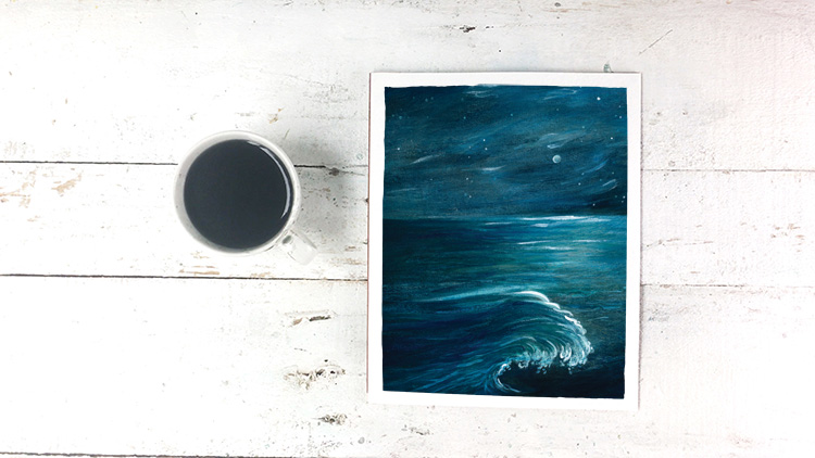 Midnight Ocean Watercolor Painting - Free Printable Art Print