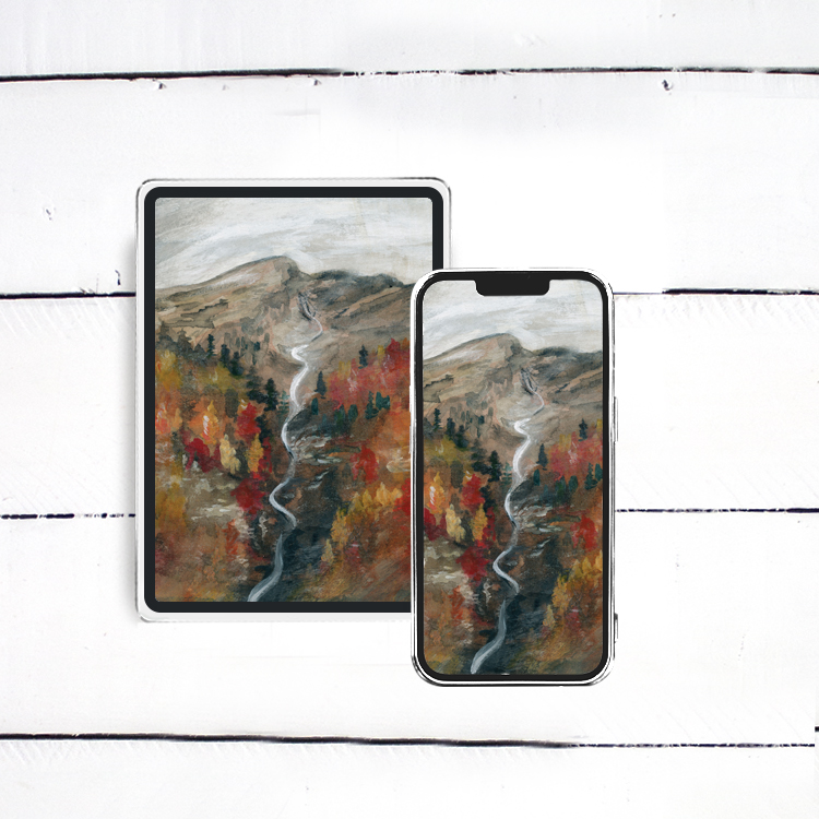 Fall in Full Bloom Watercolor Painting - iPhone, iPad, iMac, Desktop & Laptop Background Screensavers