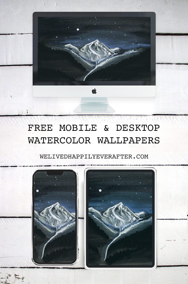 The Stars Are Brightly Shining Watercolor Painting - iPhone, iPad, iMac, Desktop & Laptop Background Screensavers