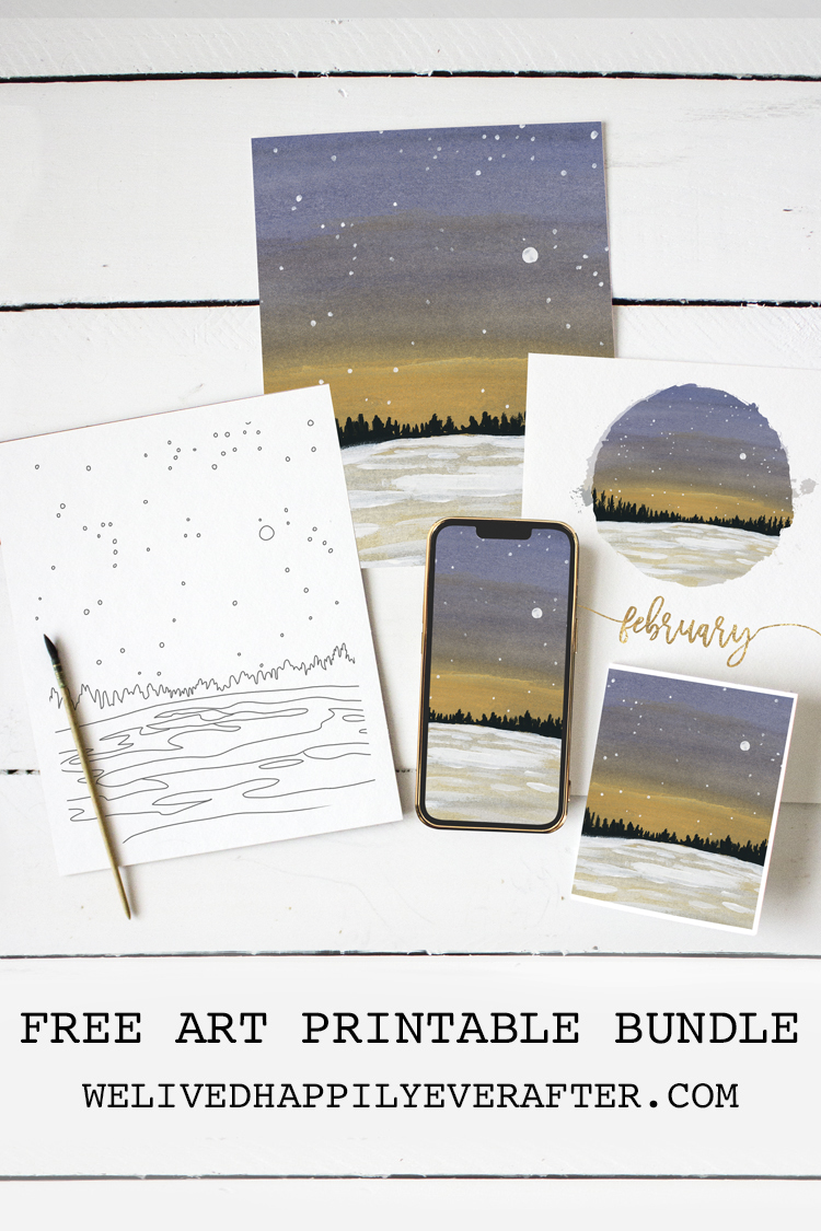 Sunset Meets Night Watercolor Painting - Free Printable Calendar