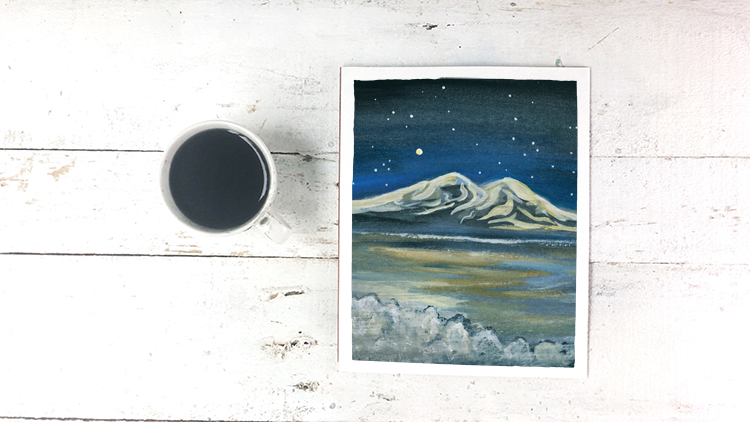 Frozen Mountain Views Watercolor Painting - Free Printable Art Print