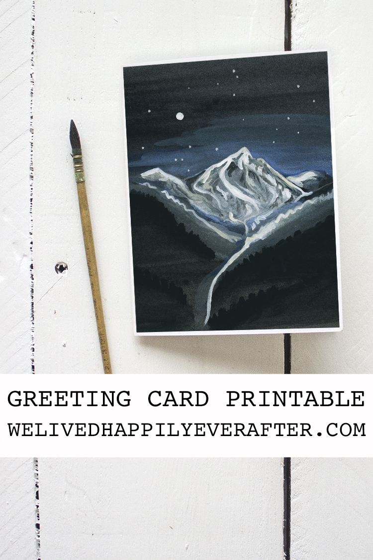 The Stars Are Brightly Shining Watercolor Painting - Greeting Card Printable