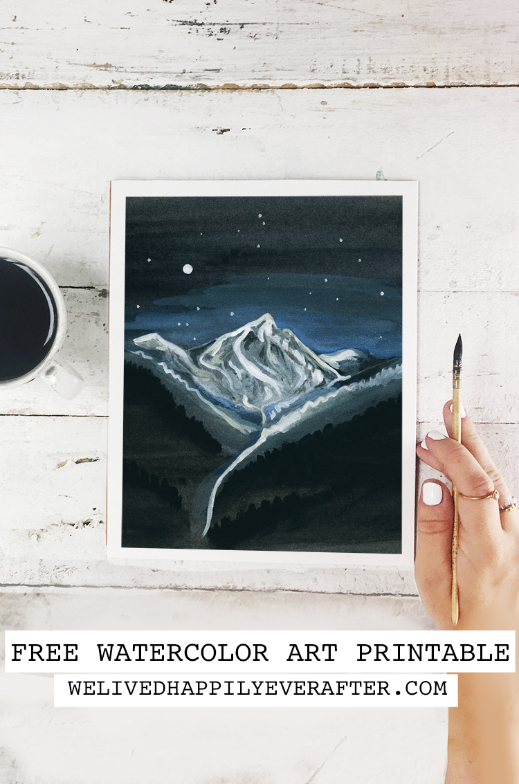 The Stars Are Brightly Shining Watercolor Painting - Free Printable Art Print