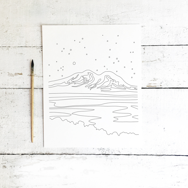 Frozen Mountain Views Watercolor Painting - Perfect For A DIY Girls Painting Party Night!