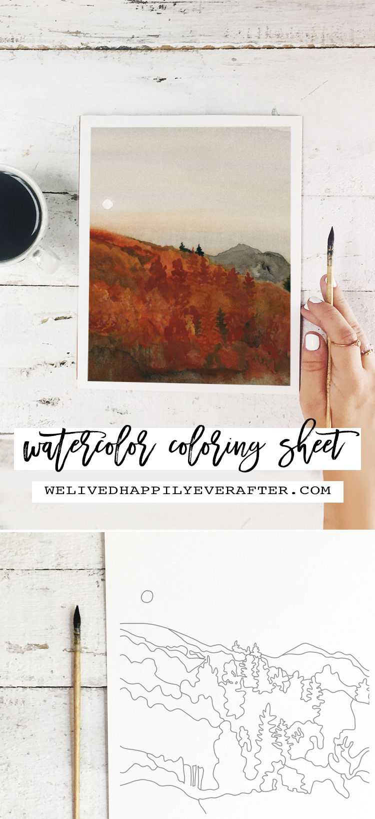 Fiery Autumn Sunset Watercolor Painting - Perfect For A DIY Girls Painting Party Night!