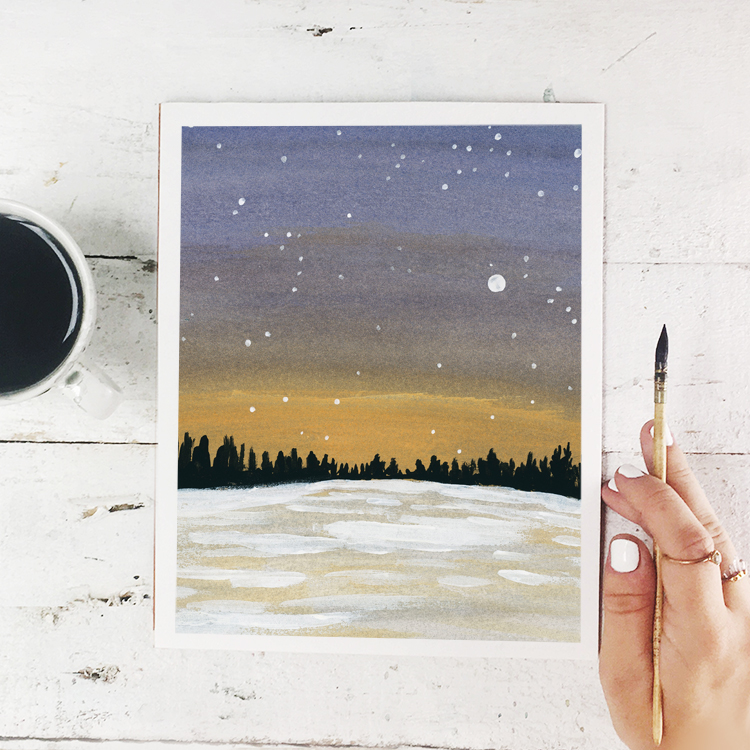Sunset Meets Night Watercolor Painting - Free Printable Art Print