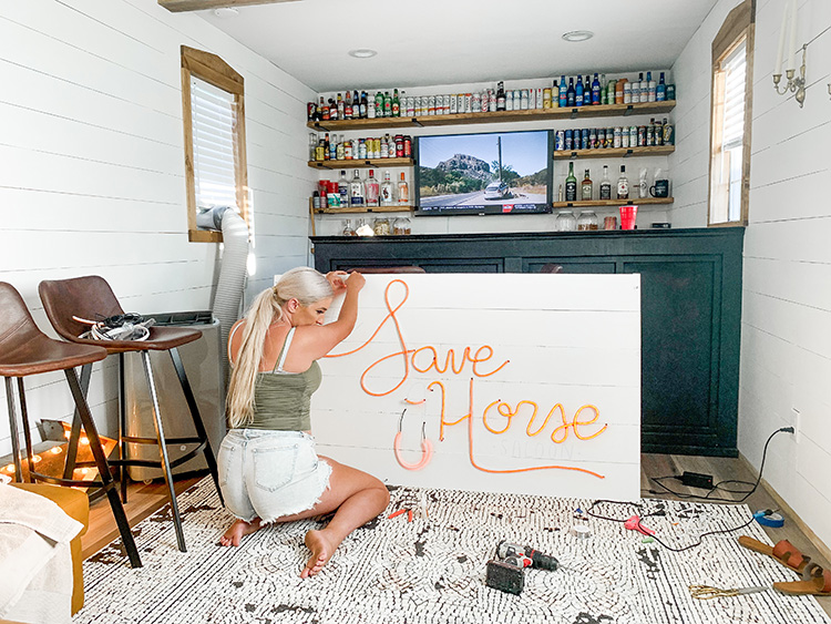 Come Tour Our DIY 10x20 Shed Sports Bar Space